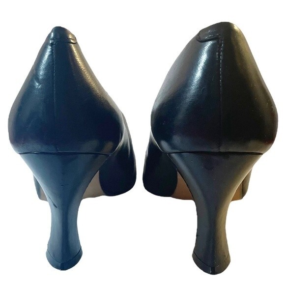 Via Spiga Heels Vintage Black Leather Elongated Square Toe Pump Womens Size 11AA - Picture 10 of 16